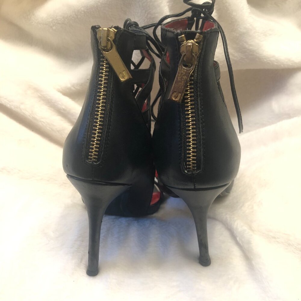 Charles Jourdan 💋 Lace-up Black Heels US 8 - Picture 11 of 15